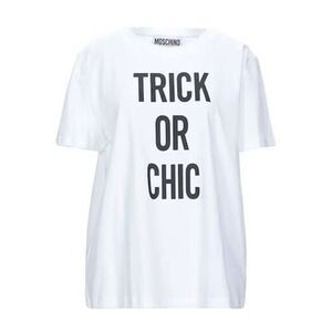 Moschino 'Trick or Chic'‎ 100% Cotton White Graphic T-Shirt Designer Statement